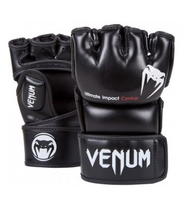 Venum "Impact" MMA Gloves - Skintex Leather - Black Size M